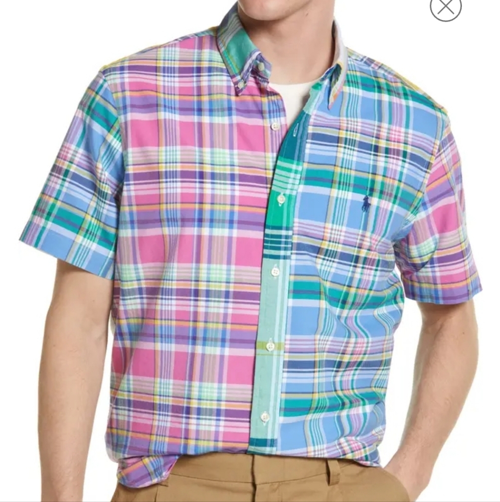 Polo ralph lauren men's classic fit plaid short sleeve shirt